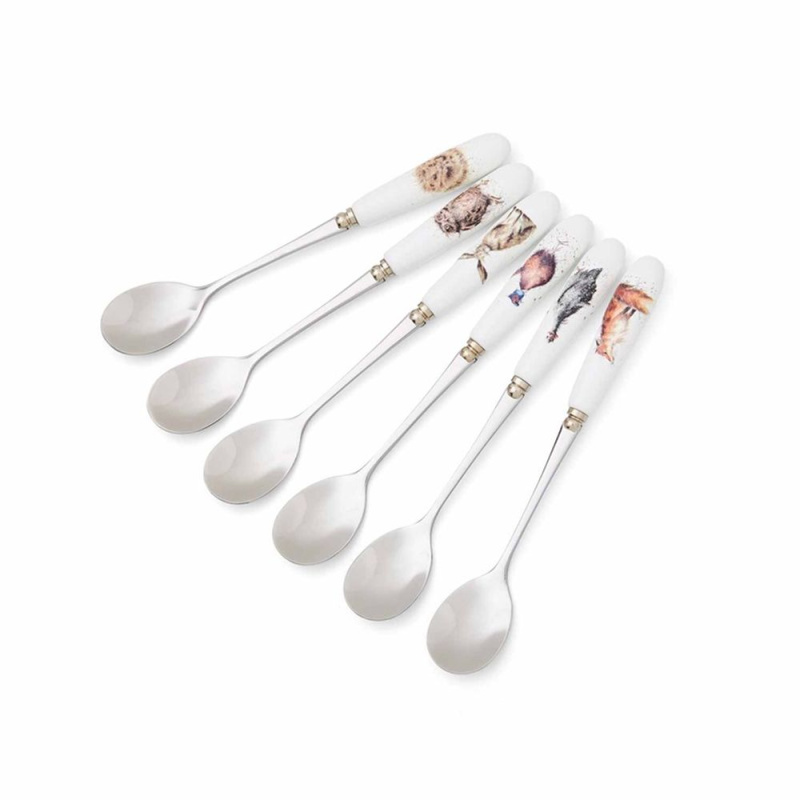 Royal Worcester Čajové lžičky Wrendale Designs s porcelánovou rukojetí, sada 6 ks