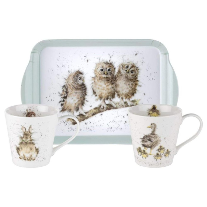 Pimpernel Sada podnosu a hrnků Wrendale Designs - Sova, kachna, králík