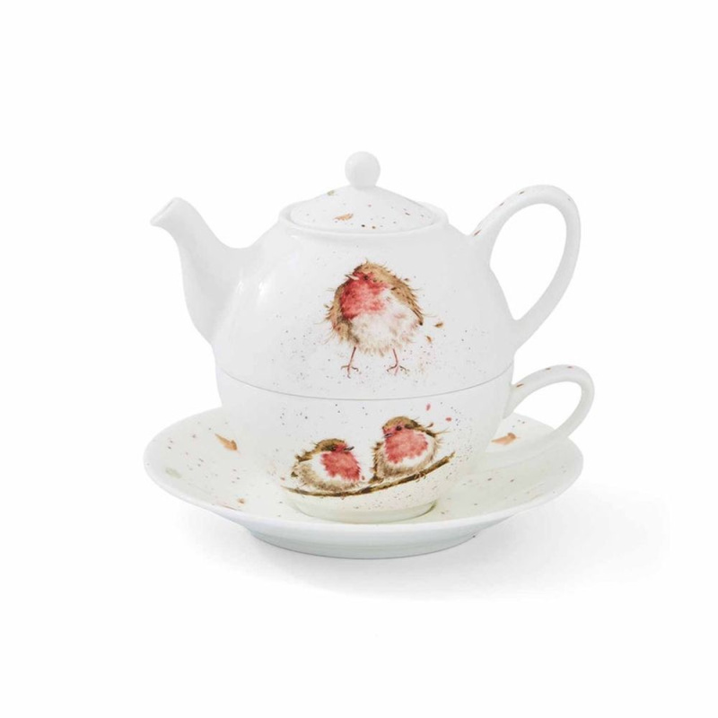Royal Worcester Porcelánová konvička s hrnečkem a podšálkem Wrendale Designs, 0,3 l - Červenky