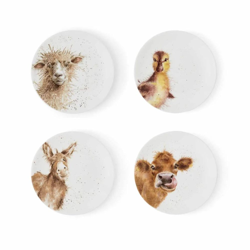 Royal Worcester Porcelánové dezertní talířky Wrendale Designs, 4 ks