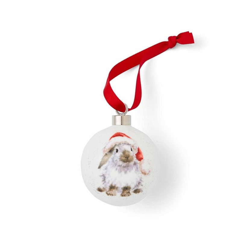 Royal Worcester Porcelánová vánoční ozdoba Wrendale Designs "Ho Ho Ho", 6,5 cm - Králík