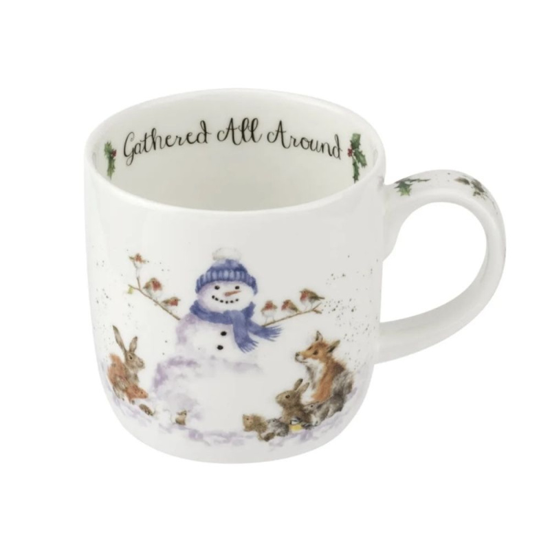 Royal Worcester Vánoční porcelánový hrnek Wrendale Designs "Gathered All Around", 0,31 l - Sněhulák