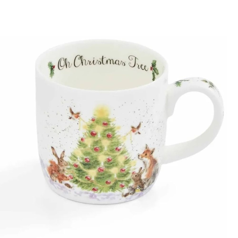 Royal Worcester Vánoční porcelánový hrnek Wrendale Designs "Oh Christmas Tree", 0,31 l - Vánoční stromek