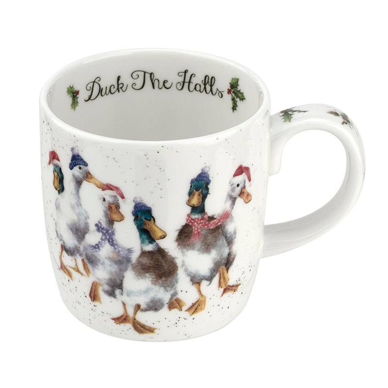 Royal Worcester Vánoční porcelánový hrnek Wrendale Designs "Duck the Halls", 0,31 l - Kachny