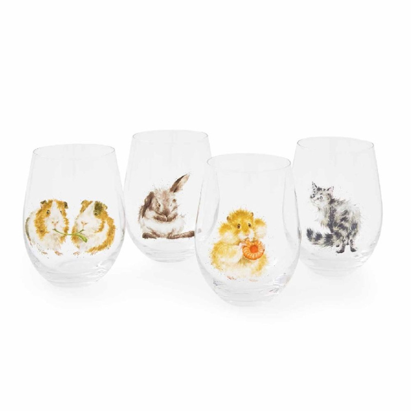Royal Worcester Sklenice na vodu Wrendale Designs, 4 ks - Mazlíčci