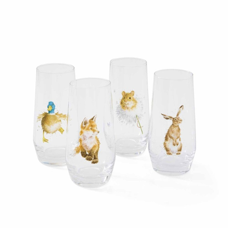 Royal Worcester Sklenice na míchané nápoje Wrendale Designs, 4 ks - Polní zvířata