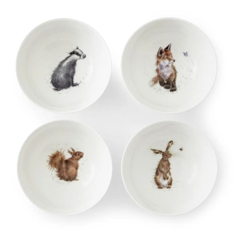 Royal Worcester Hluboké porcelánové misky Wrendale Designs, 4 ks - Lesní zvířata
