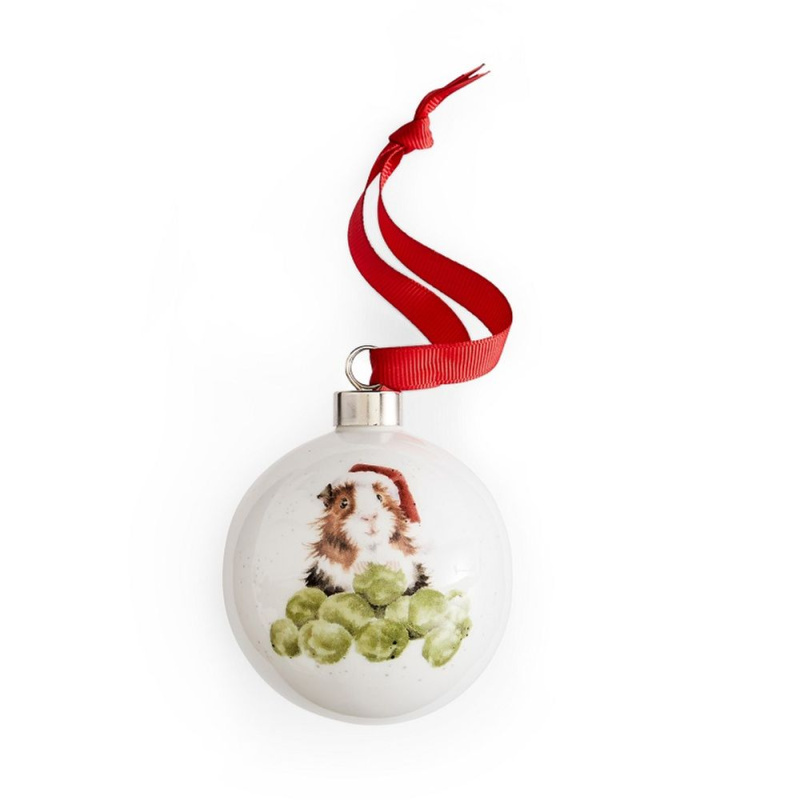 Royal Worcester Porcelánová vánoční ozdoba Wrendale Designs "Sprouts", 6,5 cm - Morče