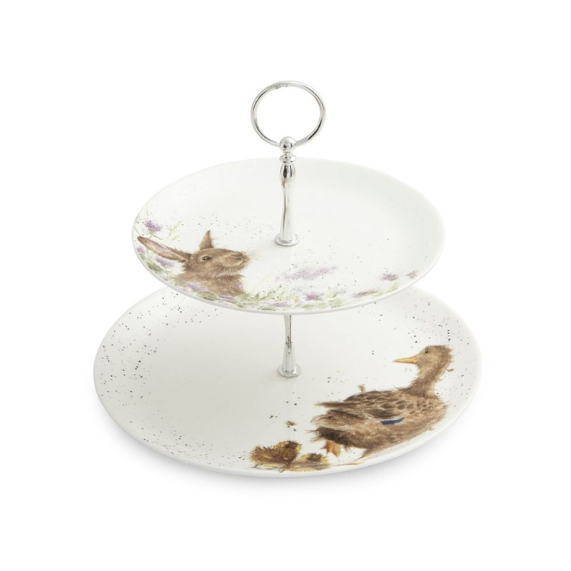 Royal Worcester Porcelánový etažér Wrendale Designs, 2 patrový - Kachna, králík
