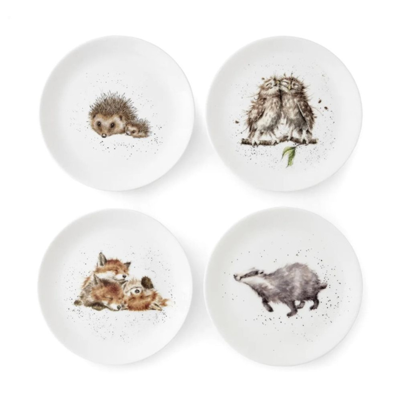 Royal Worcester Porcelánové talíře Wrendale Designs, 4 ks - Lesní zvířata