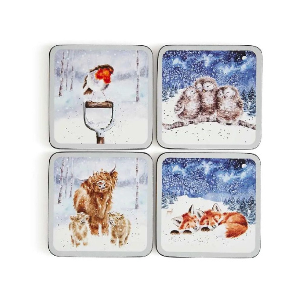 Pimpernel Vánoční korkové podtácky Wrendale Designs "Winter Sky", 4 ks