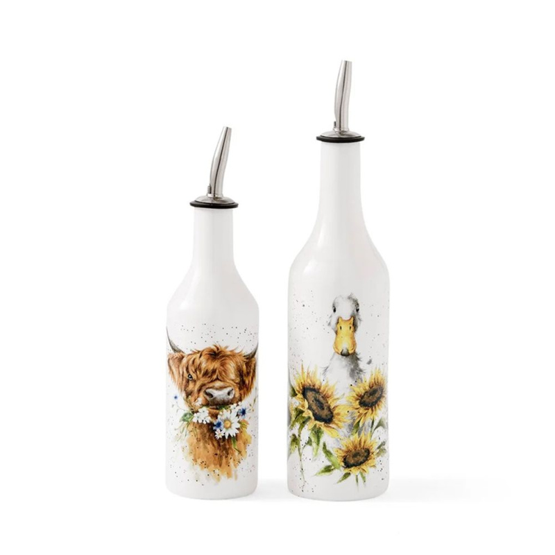 Royal Worcester Porcelánové láhve na ocet a olej Wrendale Designs, sada 2 ks - Husa a kráva