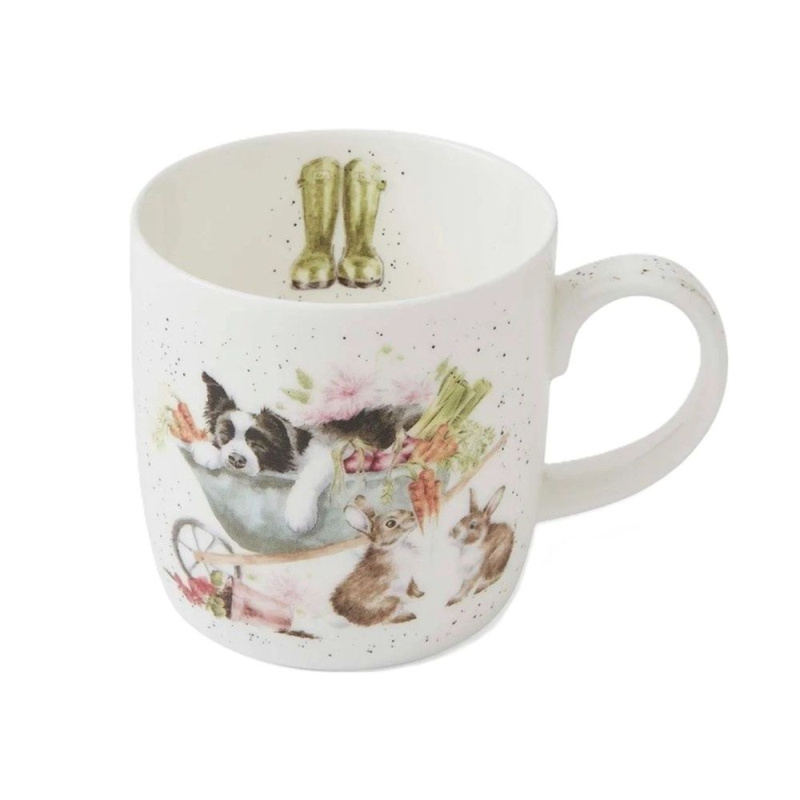 Royal Worcester Porcelánový hrnek Wrendale Designs "Sleeping on the Job", 0,31 l - Pes a králíci