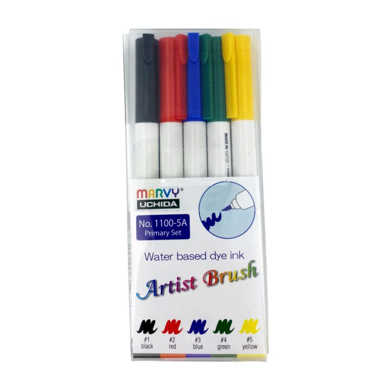Popisovač Marvy 1100 Artist Brush Primary sada (5ks)