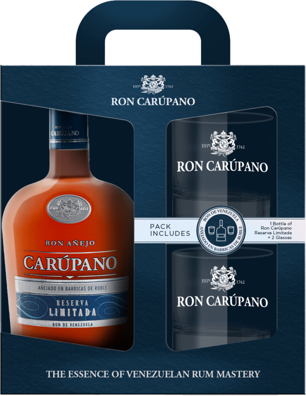 Carúpano Reserva Limitada 18 s 2 sklenicemi 40% 0,7l (darčekové balenie 2 poháre)