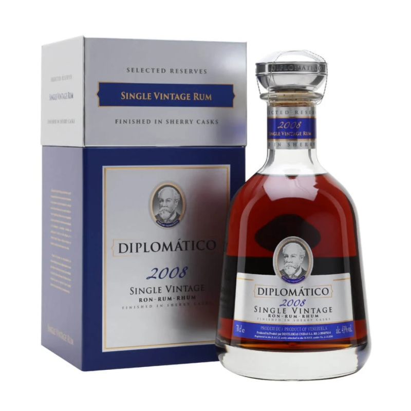 Diplomático Single Vintage 2008 43% 0,7l (dárková kazeta)