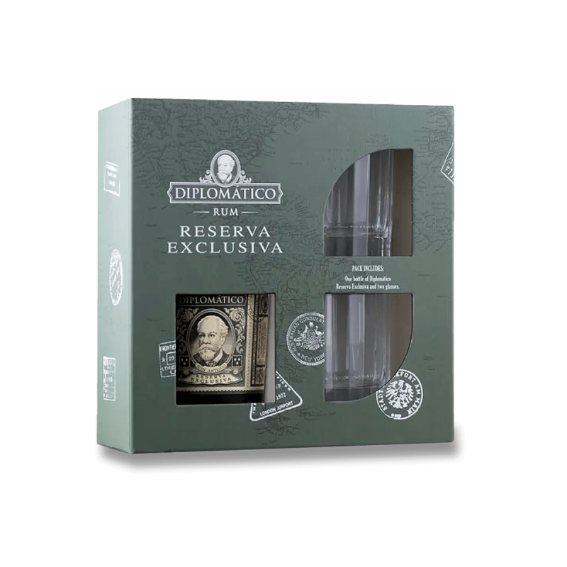 Diplomático Reserva Exclusiva + 2 sklenice 40% 0,7l (darčekové balenie 2 poháre)