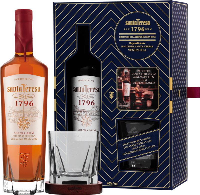 Santa Teresa 1796 + 1 sklenice s podtáckem 40% 0,7l (darčekové balenie 1 pohár)