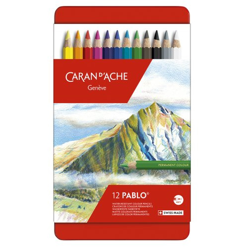 Caran d'ache Pastelky Pablo 12 barev kovový box CARAN D'ACHE