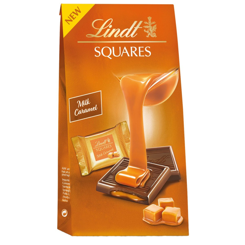 Lindt Squares mléčná čokoláda s karamelovou náplní