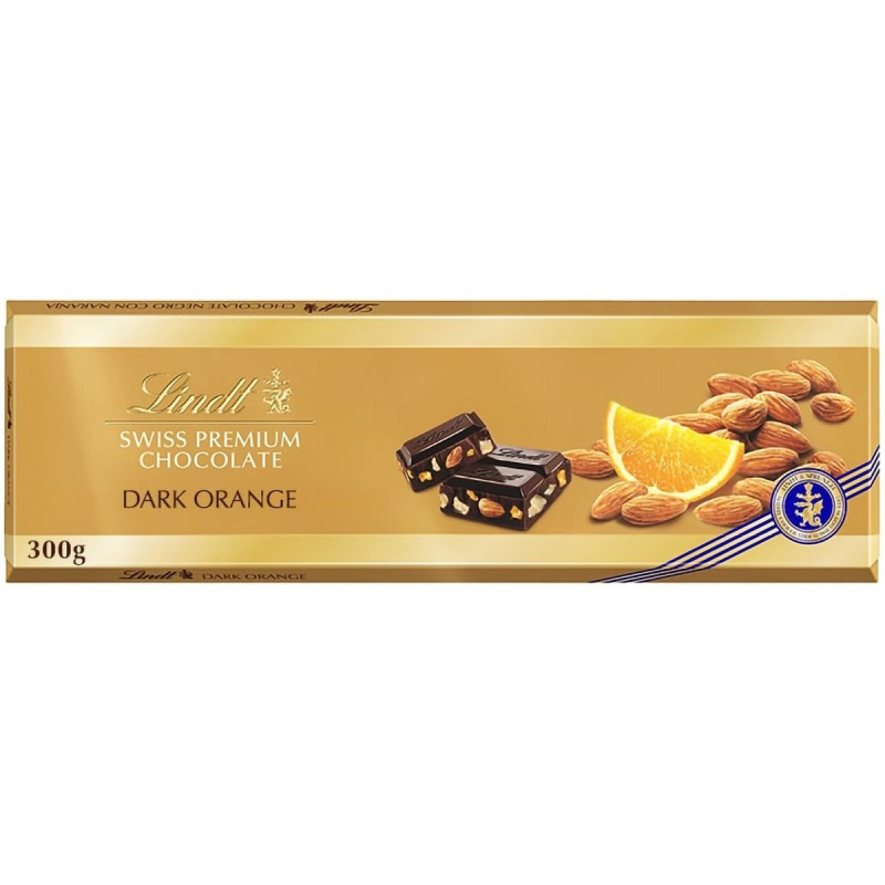 Lindt Čokoláda Gold Tablet Švýcarská hořká s pomerančem a mandlemi