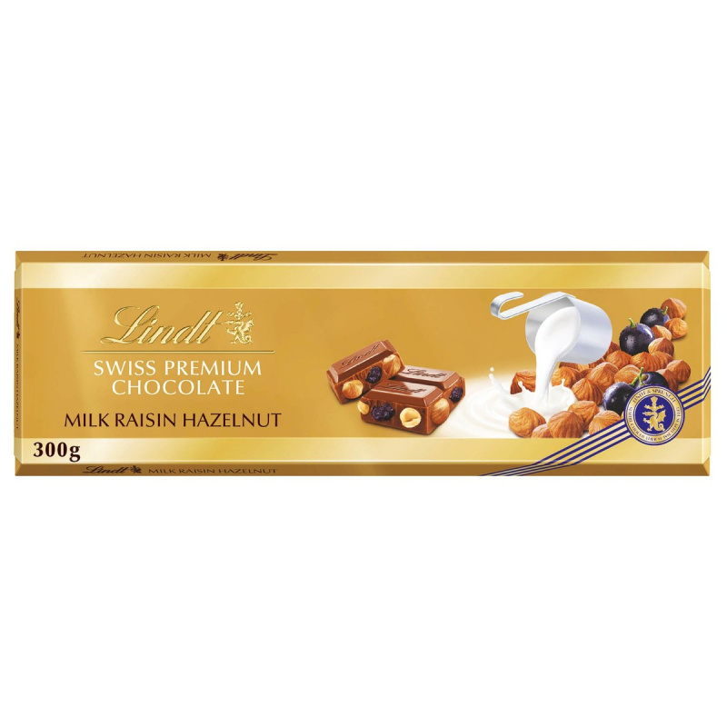 Lindt Čokoláda Gold Tablet Švýcarská mléčná s rozinkami