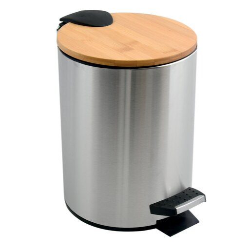 Spirella Spirella pedálový odpadkový koš adonis kartáčovaná ocel bambusové víko 3 l 10.00007