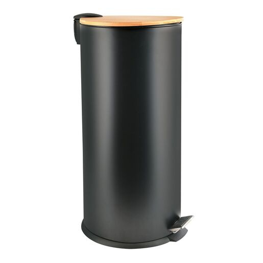 Spirella Spirella pedálový odpadkový koš adonis matná černá ocel bambusové víko 30 l 10.21091