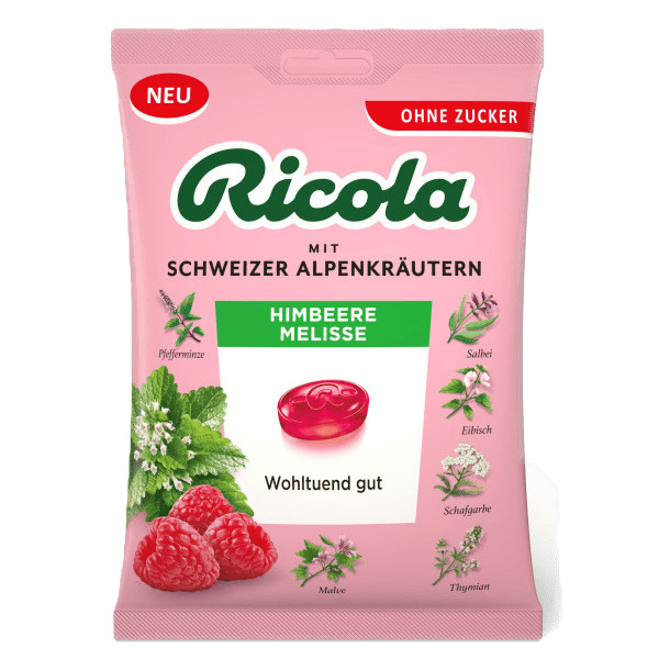 RICOLA Malina meduňka bez cukru 75g