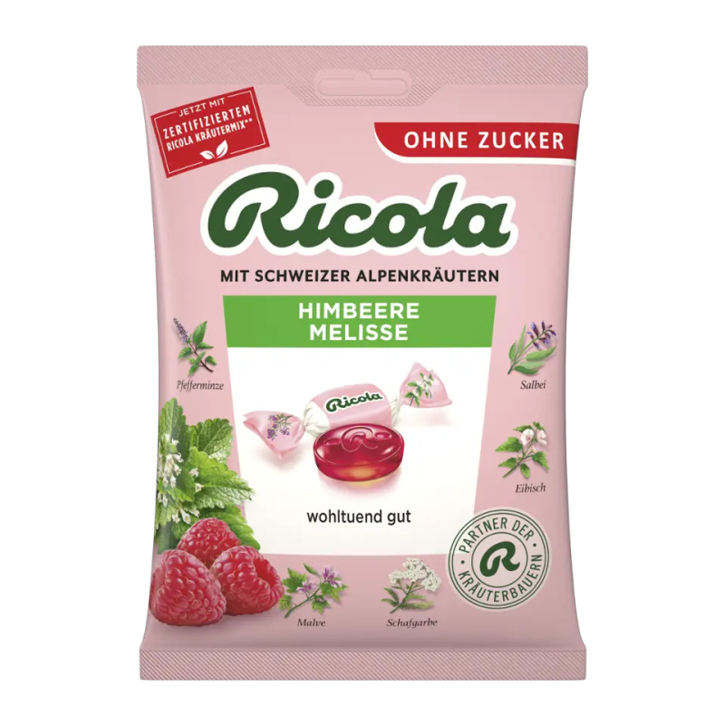 RICOLA Malina meduňka bez cukru 75g