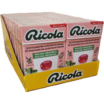 Ricola Malina Meduňka Bonbóny bez cukru 20 x 40 g