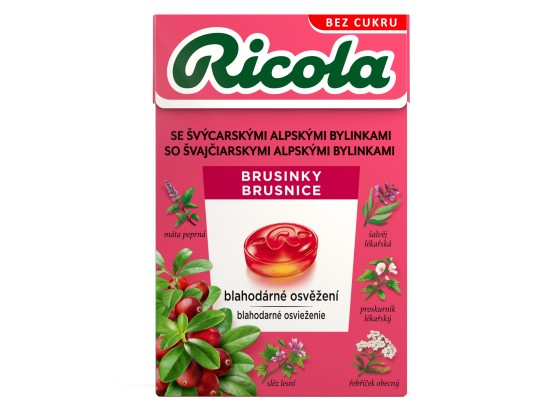 RICOLA Bylinné bonbóny bez cukru brusinka 40 g