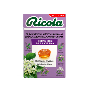 RICOLA  Bylinné bonbóny bez cukr černý bez 40 g