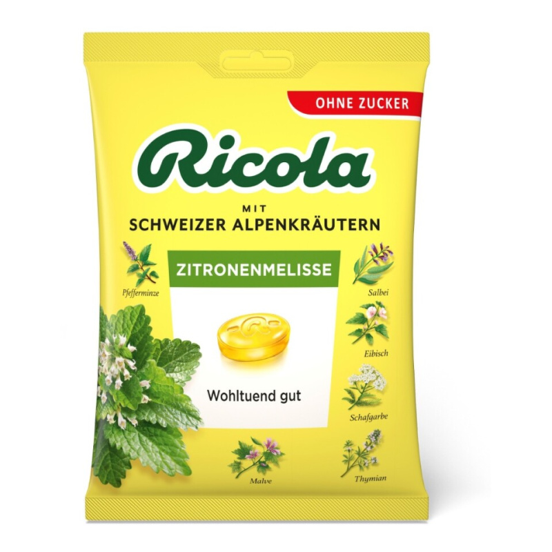RICOLA  Bylinné bonbóny bez cukr zitronenmelisse 75 g