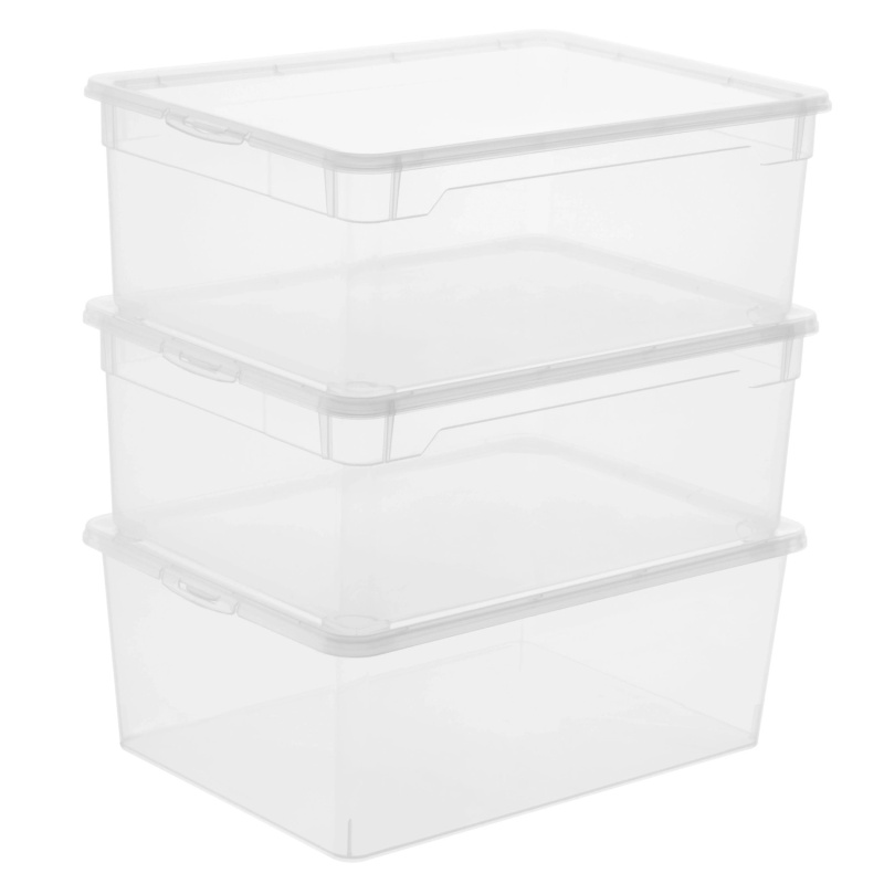 Rotho Skladovací box s víkem CLEAR transparentní 140 x 260 x 360 mm, 10 l, 3 ks