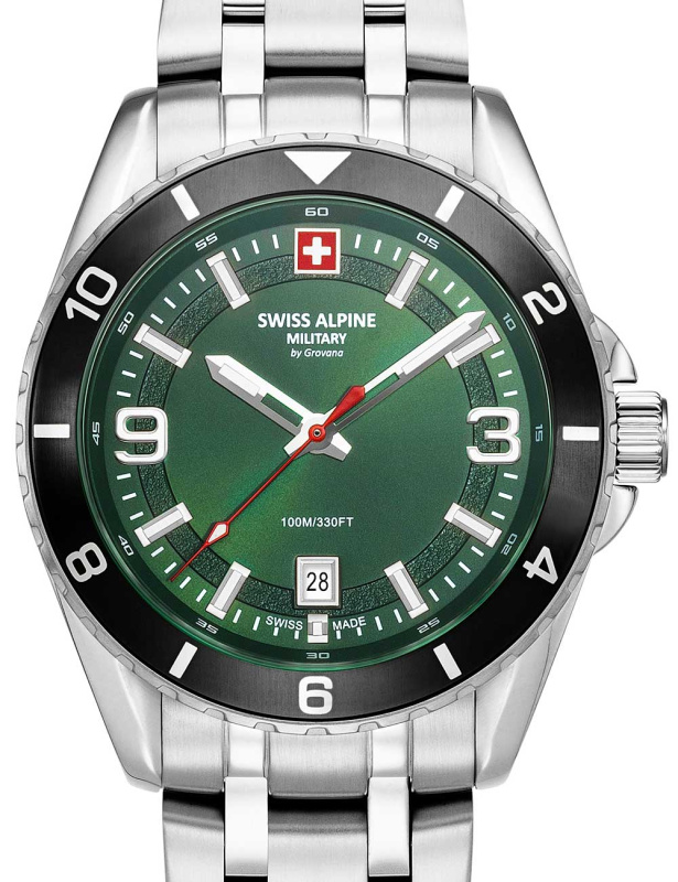 Swiss Alpine Military 7034.1138 Sierra silver green 42mm 10ATM