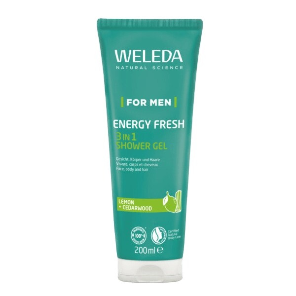 Weleda Energy Fresh 3in1 čisticí gel 3 v 1 na vlasy i tělo pro muže 200 ml