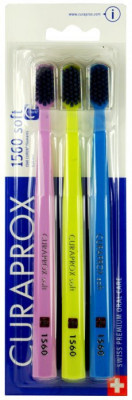 Curaprox CS1560 Zubní kartáček soft, 3 ks Barva: Modrá, žlutá, fialová
