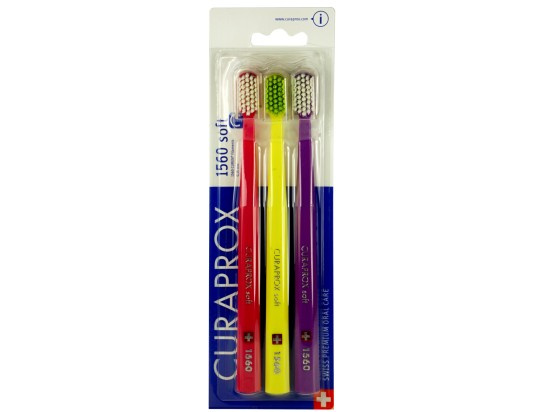 Curaprox CS1560 Zubní kartáček soft, 3 ks Barva: Modrá, žlutá, fialová