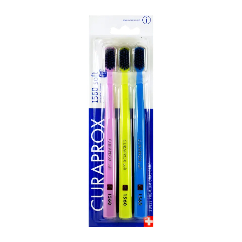 Curaprox CS1560 Zubní kartáček soft, 3 ks Barva: Modrá, žlutá, fialová