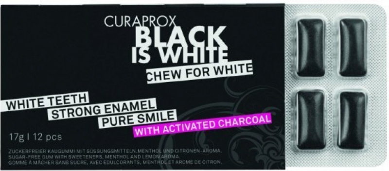 Curaprox Black Is White žvýkačky, 12 ks