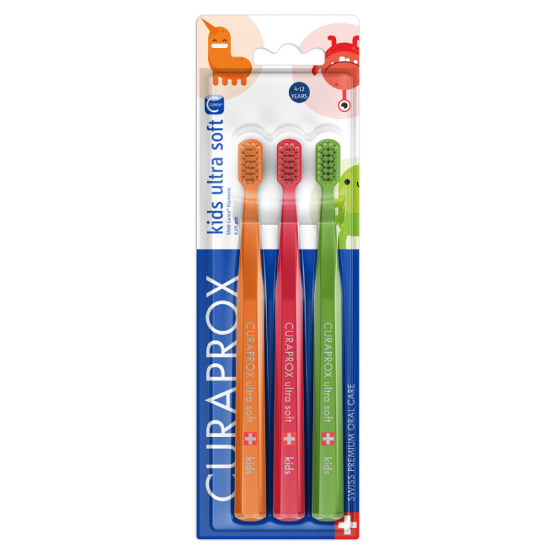 Curaprox 5500 Kids Ultra Soft zubní kartáček pro děti 3 ks