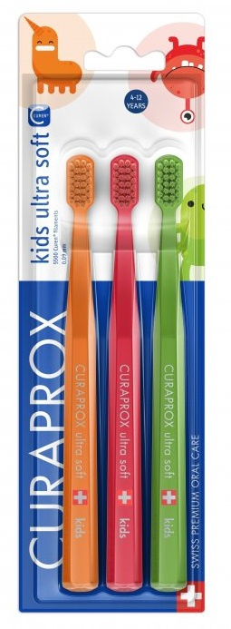 Curaprox 5500 Kids Ultra Soft zubní kartáček pro děti 3 ks