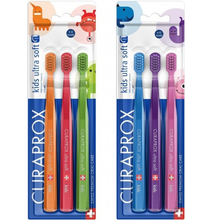 Curaprox 5500 Kids Ultra Soft zubní kartáček pro děti 3 ks