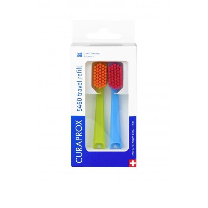 Curaprox Travel Set 2-pack cestovní set náhradní hlavice Blue 2 ks