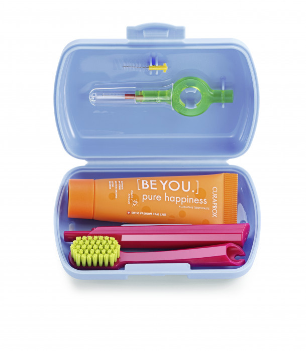 Curaprox Travel Set cestovní set na zuby, jazyk a dásně Blue