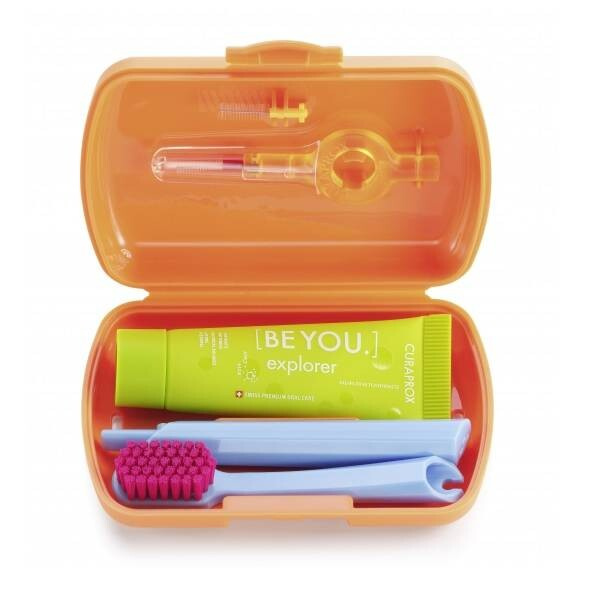 Curaprox Travel Set cestovní set na zuby, jazyk a dásně Orange
