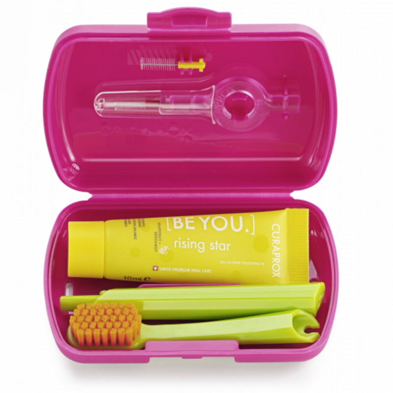 Curaprox Travel Set cestovní set na zuby, jazyk a dásně Magenta