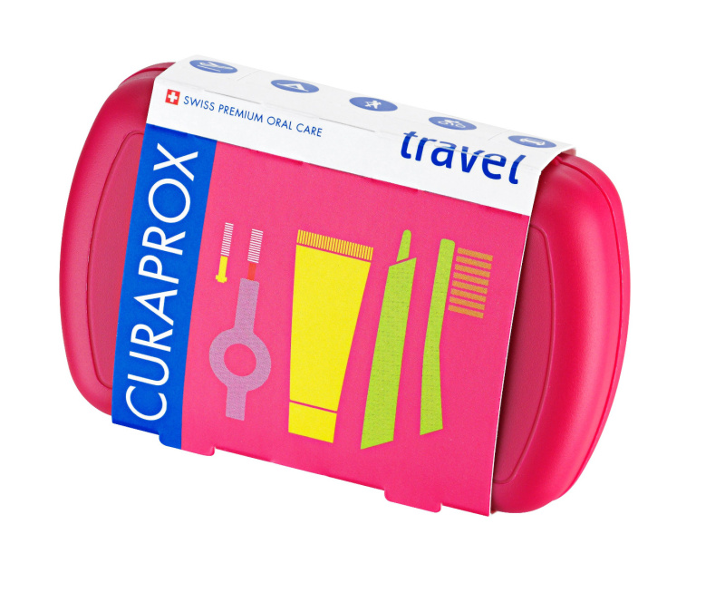 Curaprox Travel Set cestovní set na zuby, jazyk a dásně Magenta