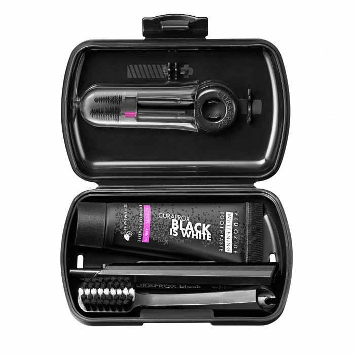 Curaprox Limited Edition Black is White cestovní sada na zuby, jazyk a dásně